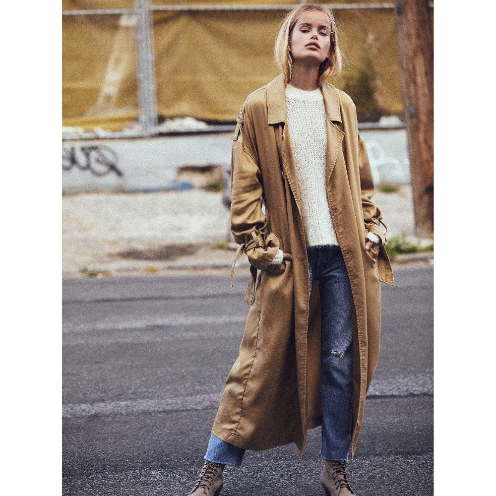 Free People Tied Up Trench XS BNWOT Camel - Picture 2 of 8